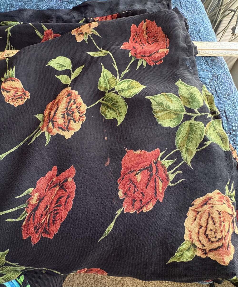 Vintage Whimsygoth 90’s Black Floral Rose Print Keyhole Midi Dress - Picture 11 of 12